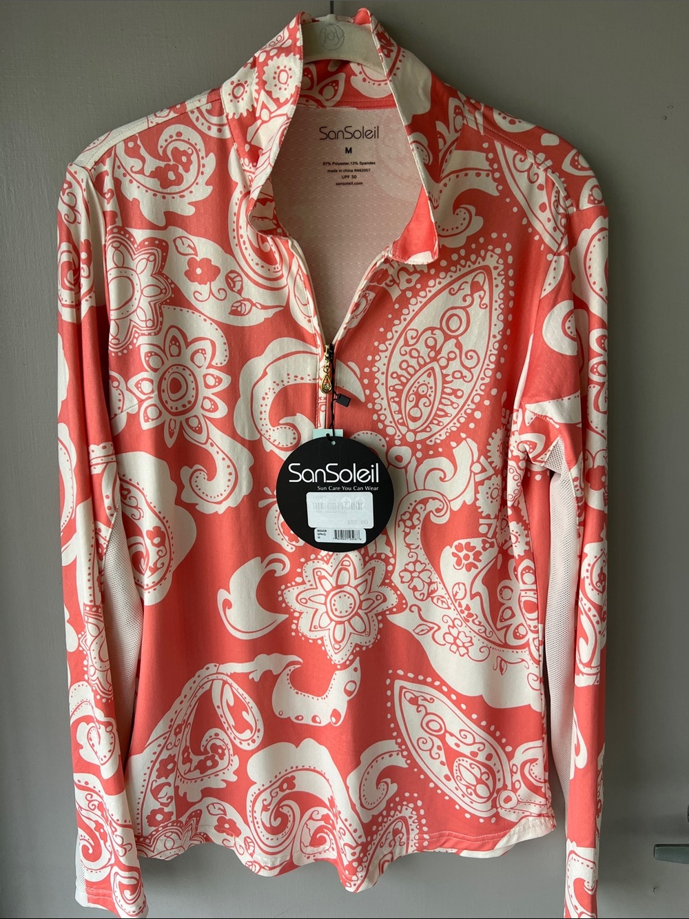 SanSoleil Paisley Zip-Front Sun Shirt